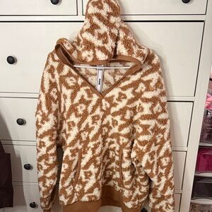 PINK Victoria's Secret Brown and Cream V-Neck Sweater